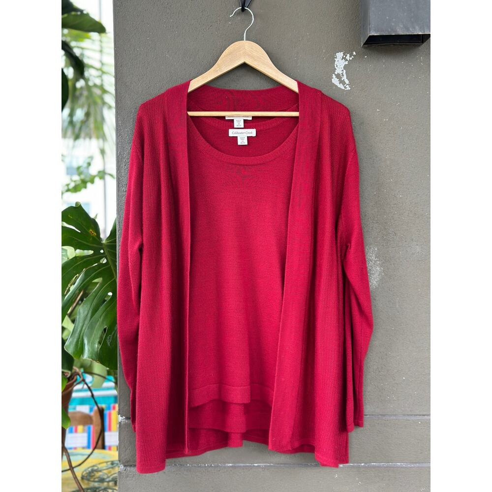 Coldwater Creek Women’s 2X 20-22 Red Wool Blend 2-Piece Cardigan & Top Sweater